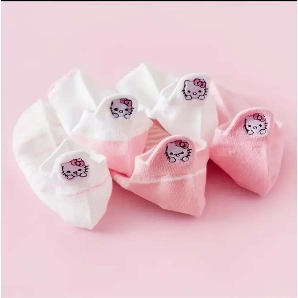 Hello Kitty Socks 5 pair Pink & White  Ankle Socks